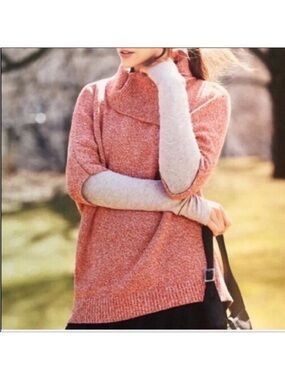 Cabi oversized short sleeve sweater high neck dolman sleeve salmon coral XS